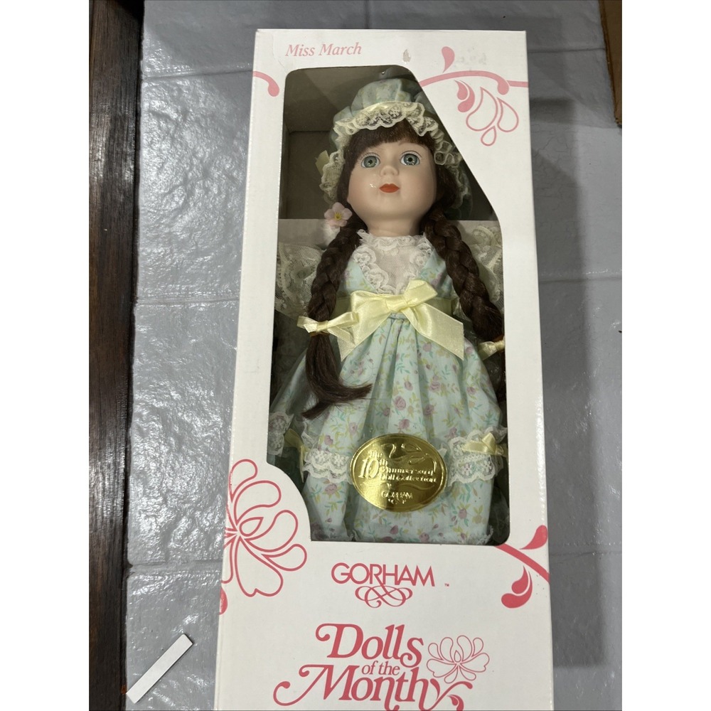 1990 Gorham Dolls of the Month Miss March DM3 15in Porcelain Doll
